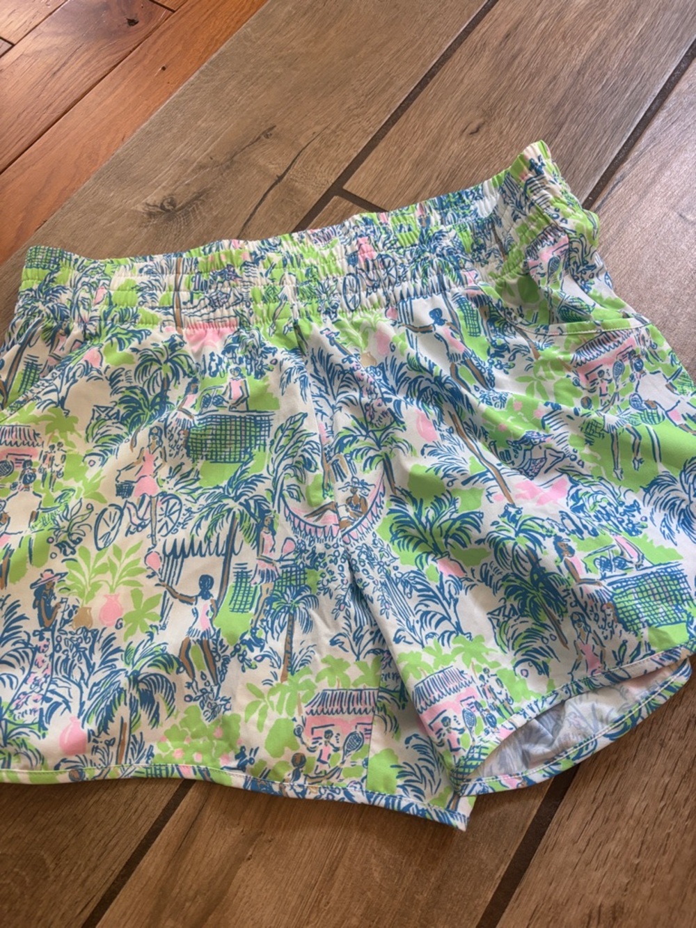 Lilly Pulitzer White, Green, Blue & Pink Tropical Athletic Shorts